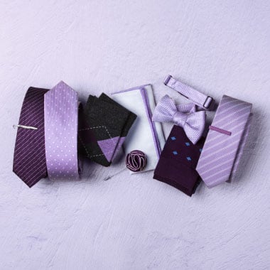 Wedding purple neckties socks bowties