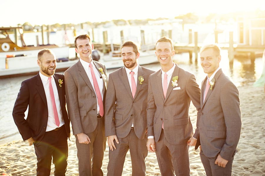 Jesse and his groomsman all wearing pink Ties.com neckties
