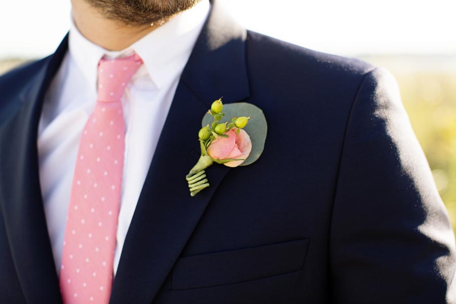 Closeup of Jesse’s pink necktie