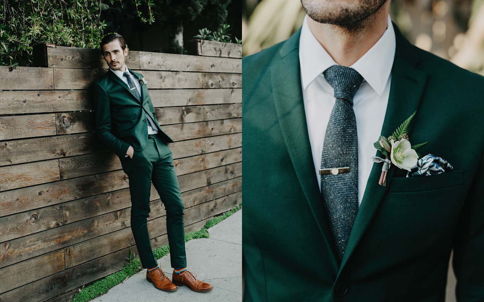 Man wearing emerald green suit