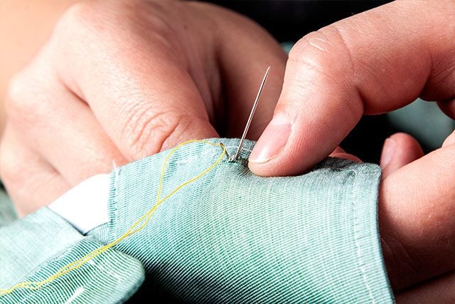 How to Sew a Button: Push Needle Through