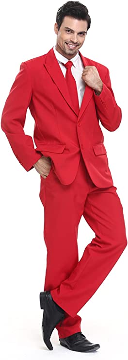 U LOOK UGLY TODAY Mens Party Suit Solid Color Prom Suit For Themed Party Events Clubbing Jacket With Tie Pants