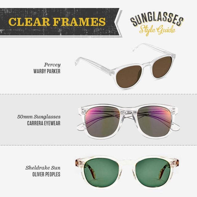 Different types of clear sunglasses