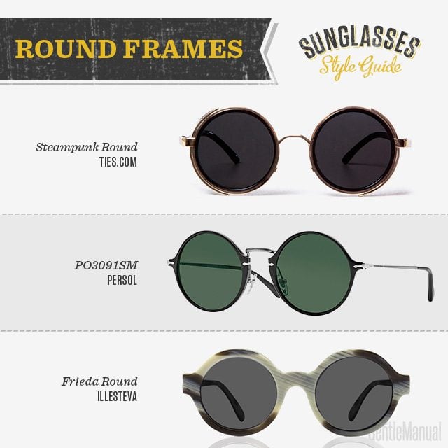 Different types of round frame sunglasses