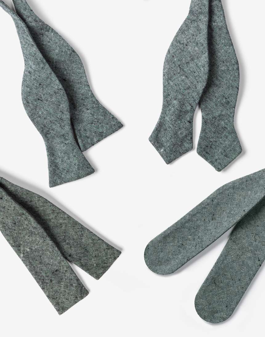 Grey bow tie shown in different shapes
