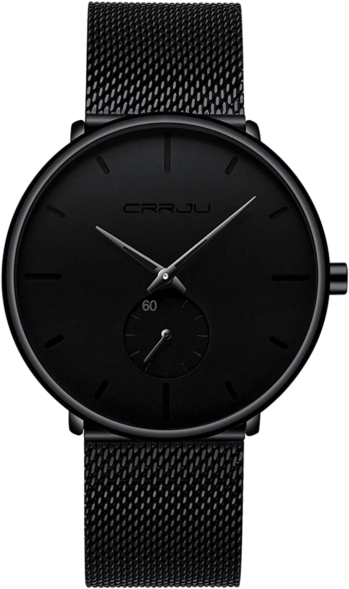 Mens Watches Ultra Thin Minimalist Waterproof Fashion Wrist Watch For Men Unisex Dress With Stainless Steel Mesh Band