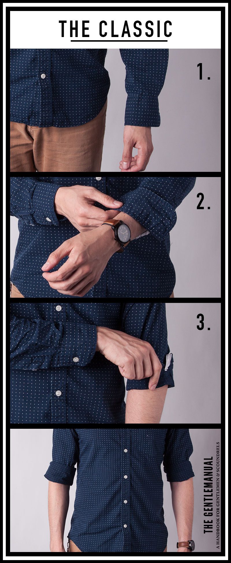 Classic sleeve shirt rolling method