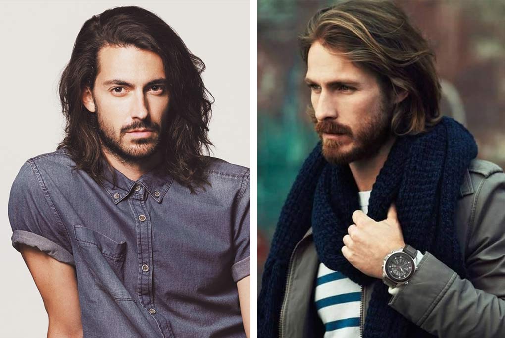 men with long side swept hairstyle