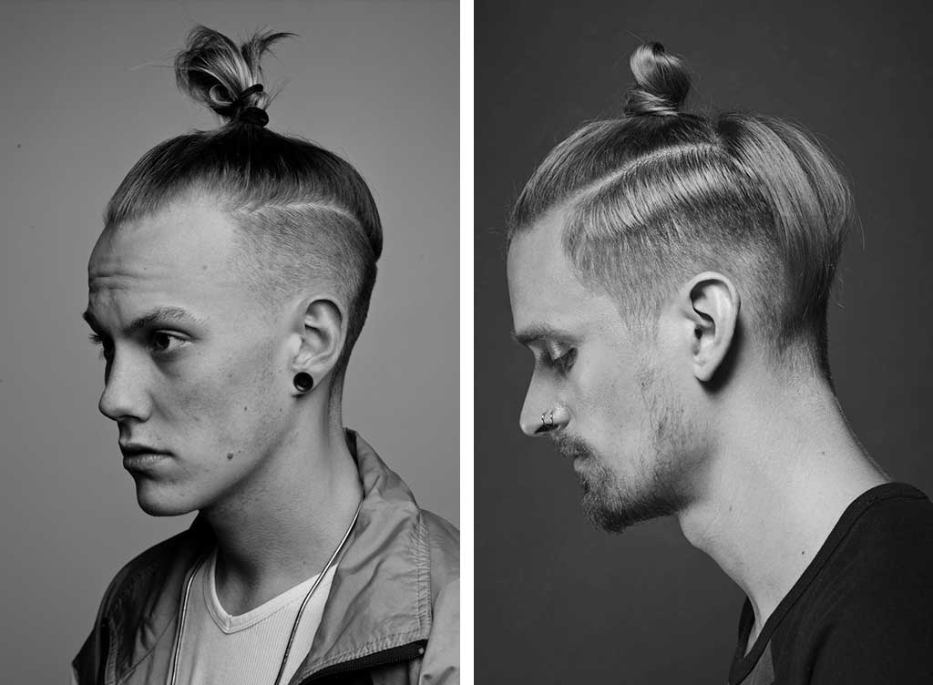 Men with top knot hairstyle