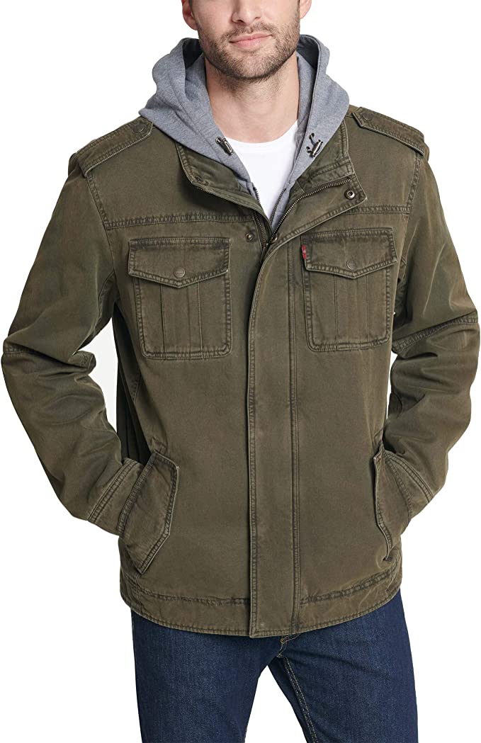 Mens Standard Fit Wool 4 Pocket Military Jacket Goodfellow Co
