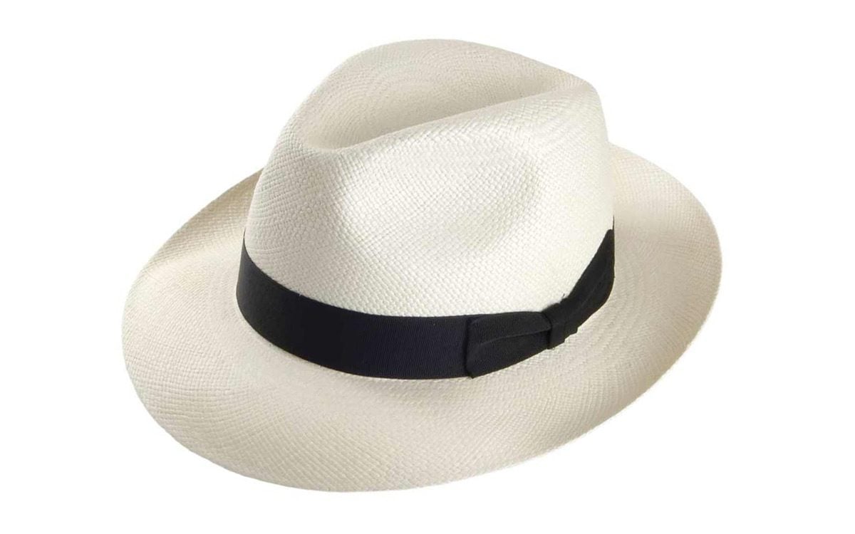 White Panama Hat with Black Ribbon