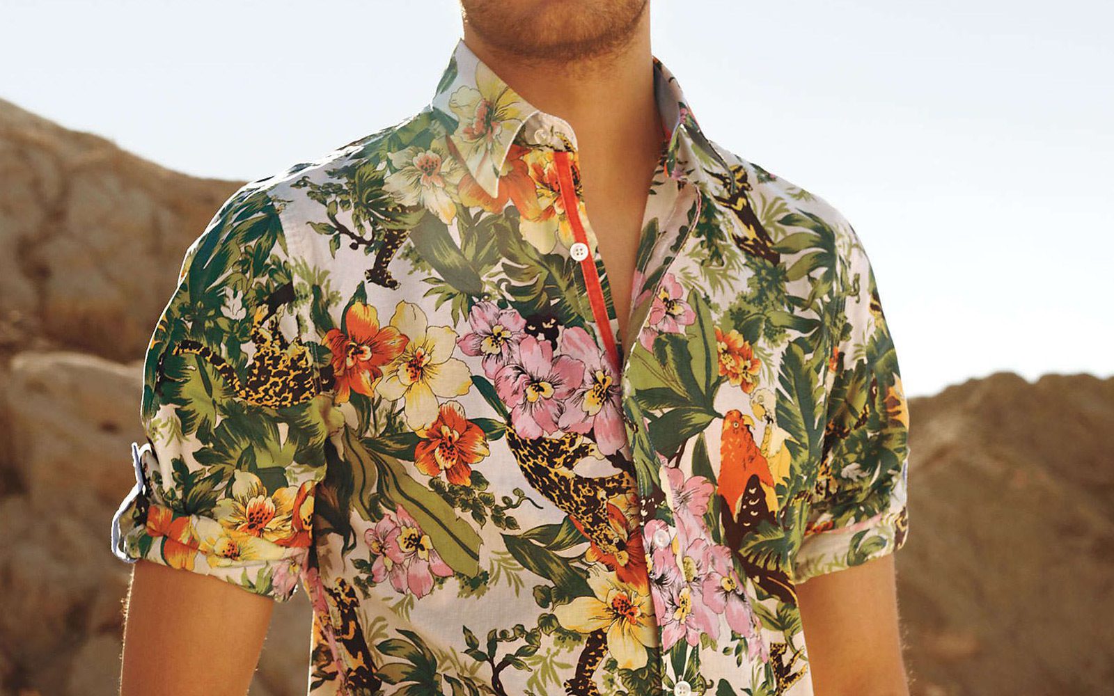 Man wearing Hawaiian shirt