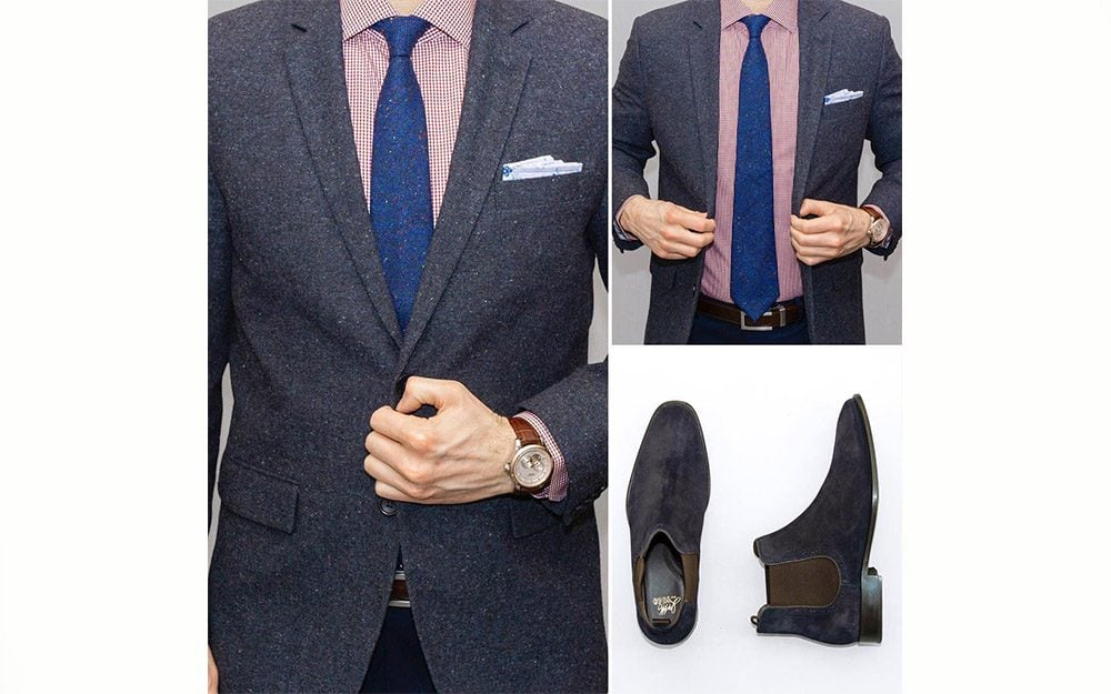 blazer paired with a dress shirt and tie