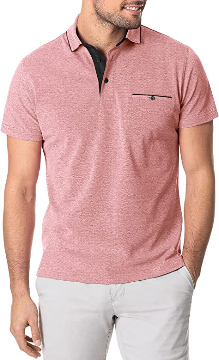 PINKMARCO Mens Short Sleeve Polo Shirts Casual Cotton Golf Shirts
