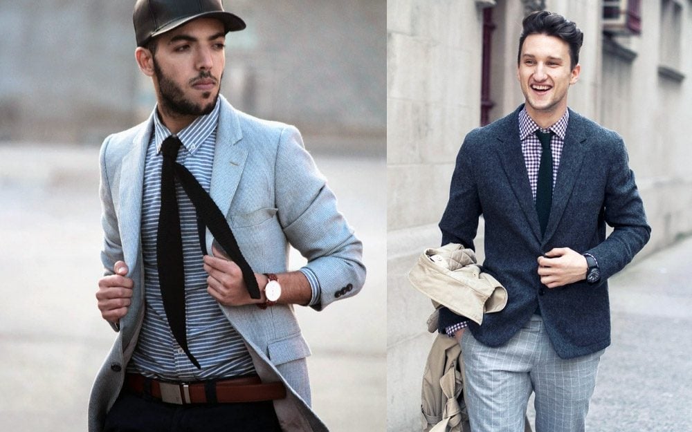 Knit Tie paired with patterned shirt