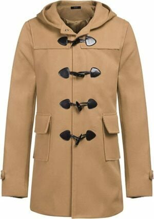 COOFANDY Mens Woollen Duffle Trench Coat Cotton Toggle Winter Hoodie Overcoat Jacket E1656398102551