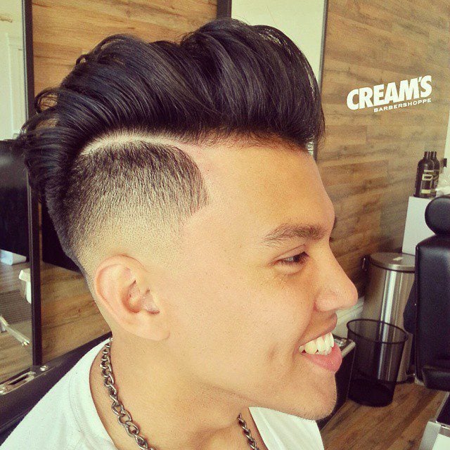 High Skin Fade + Tramline and Wavy Thick Hair