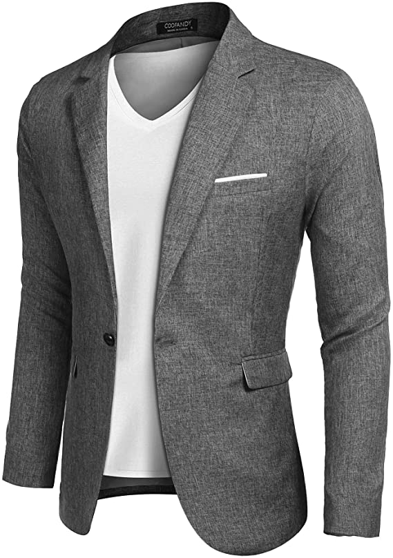 COOFANDY Men's Casual Sport Coat Regular Fit Lightweight Linen Blazer Jacket Stylish One Button Suit Jackets 