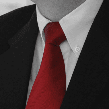 red tie with black suit