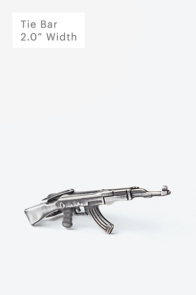 Antiqued Silver Metal AK-47 Tie Bar