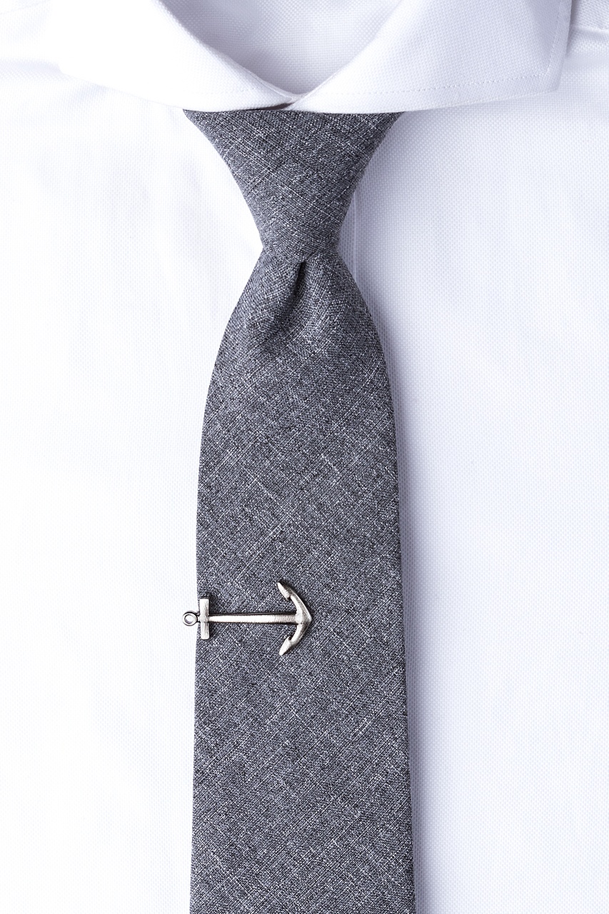Anchor Antiqued Silver Tie Bar Photo (2)