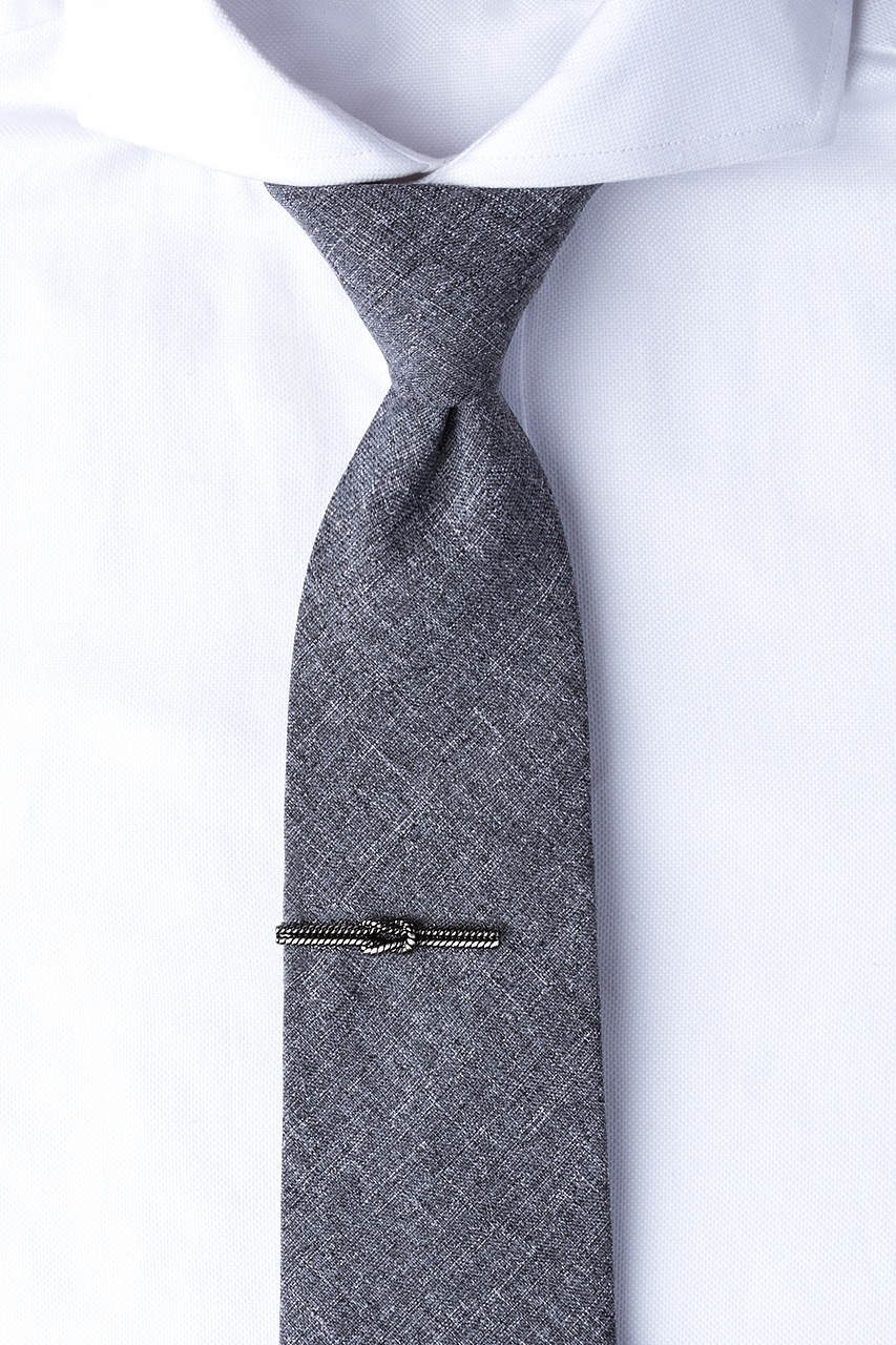 Knotted Rope Antiqued Silver Tie Bar Photo (1)