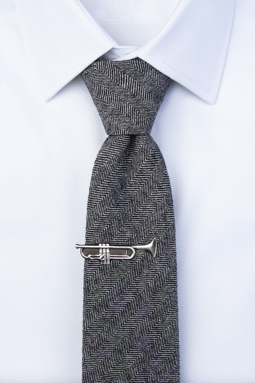 Toot Your Own Horn Antiqued Silver Tie Bar Photo (2)
