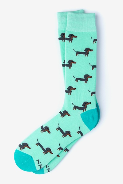 Aqua Carded Cotton A Little Weiner Sock