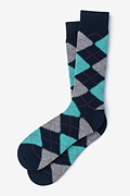 Aqua Carded Cotton Argyle Assassin Sock | Ties.com