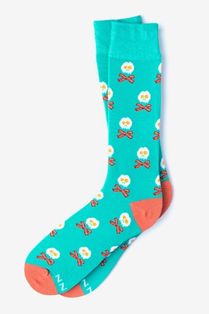 Bacon & Eggs Breakfast Aqua Medium-Large Sock