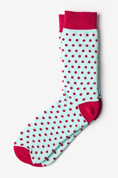 Aqua Carded Cotton Buena Park Polka Dot Medium-Large Sock