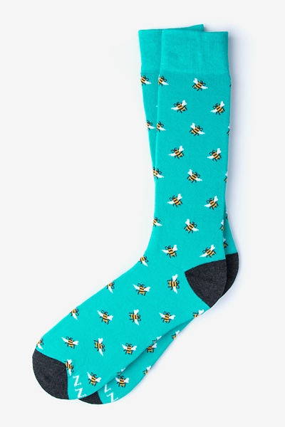 Aqua Carded Cotton Just Bee Yourself Sock