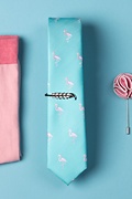 Flamingos Aqua Skinny Tie Photo (1)