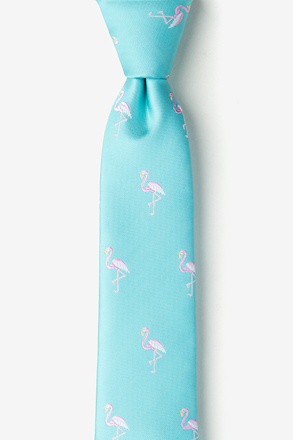 Flamingos Aqua Skinny Tie