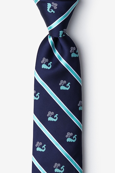 Aqua Microfiber Whales Extra Long Tie