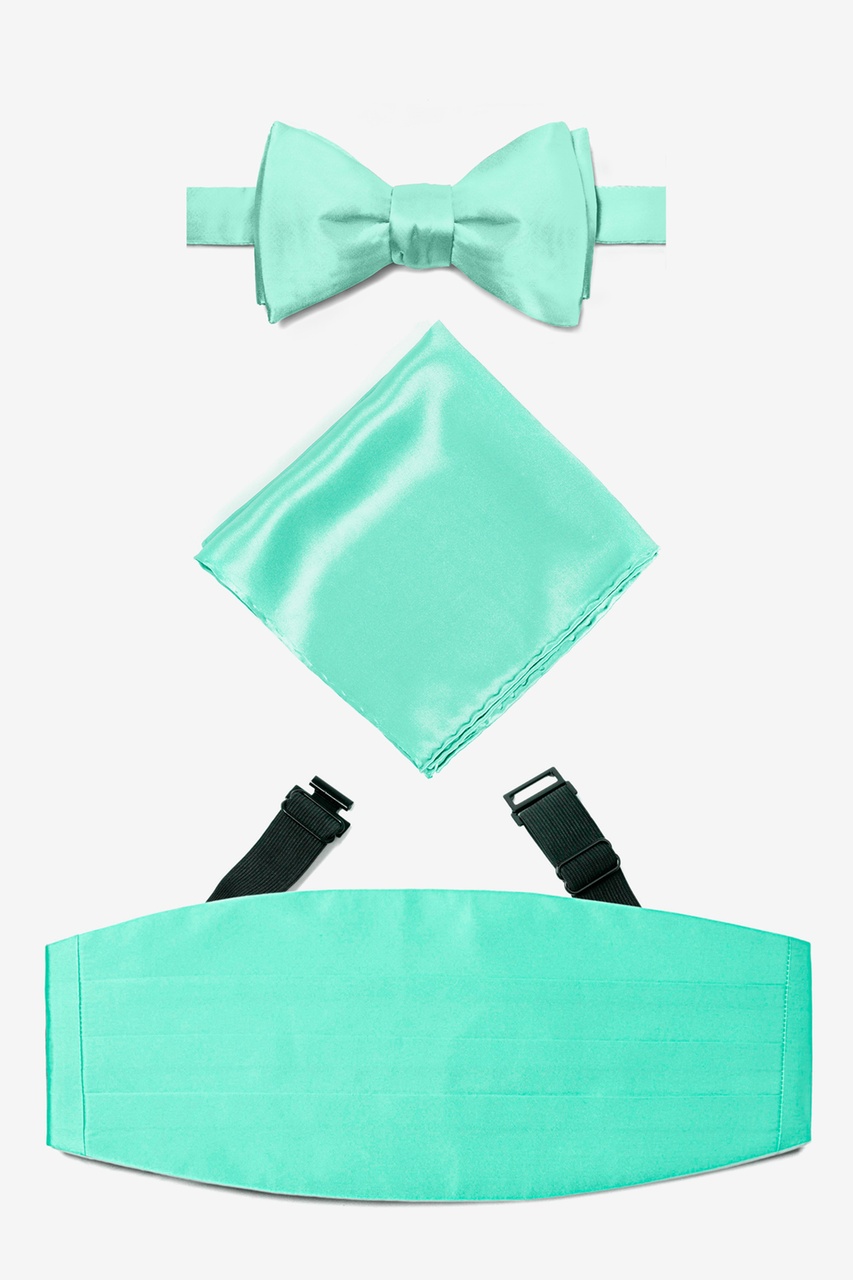 Aqua Self Tie Bowtie Cummerbund Set