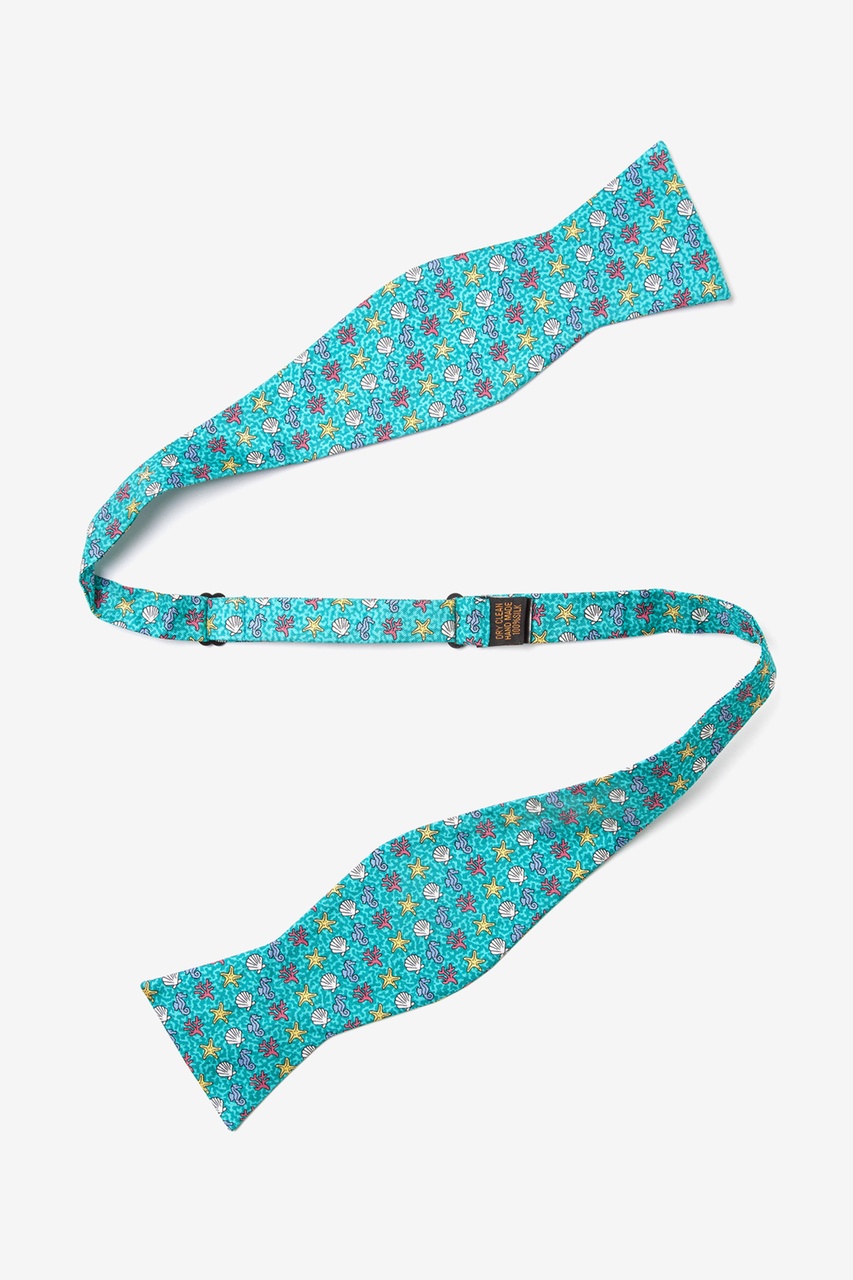 Shells & Coral Aqua Silk Bow Tie | Beach Bow Ties | Ties.com