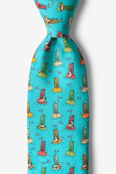 Aqua Silk Sea Lion Siesta Tie
