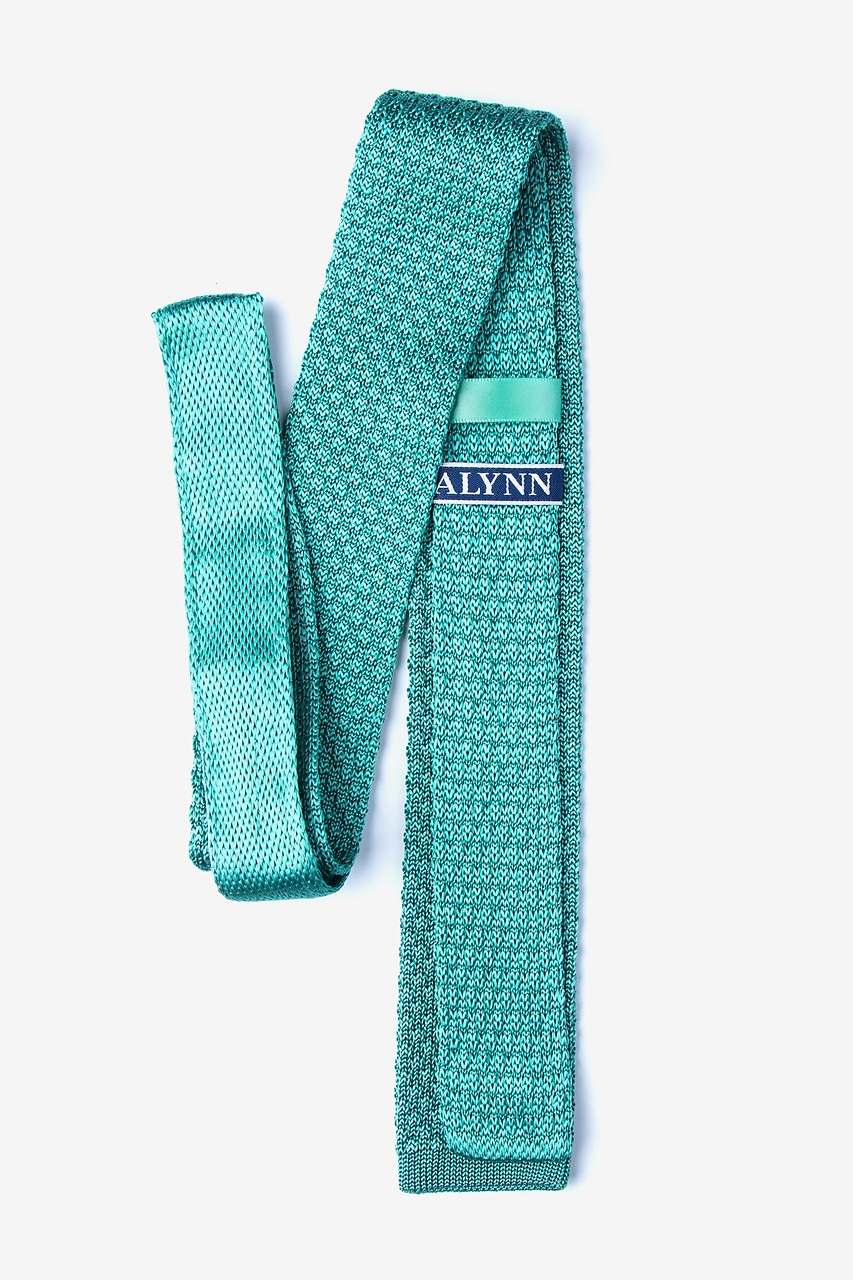 Textured Solid Aqua Knit Skinny Tie Photo (1)