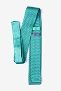 Textured Solid Aqua Knit Skinny Tie Photo (1)