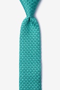 Textured Solid Aqua Knit Skinny Tie Photo (0)