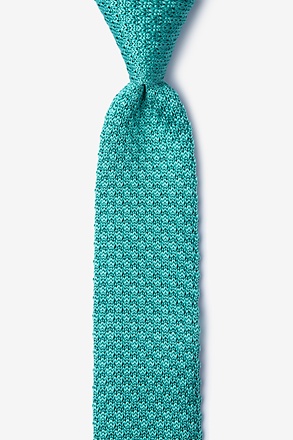 Textured Solid Aqua Knit Skinny Tie