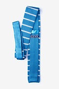Briton Stripe Azure Blue Knit Skinny Tie Photo (1)