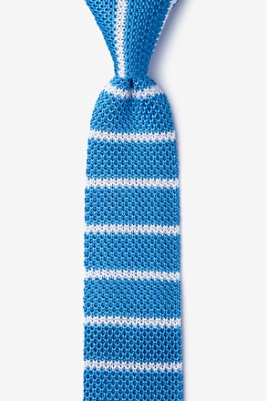 Briton Stripe Azure Blue Knit Skinny Tie