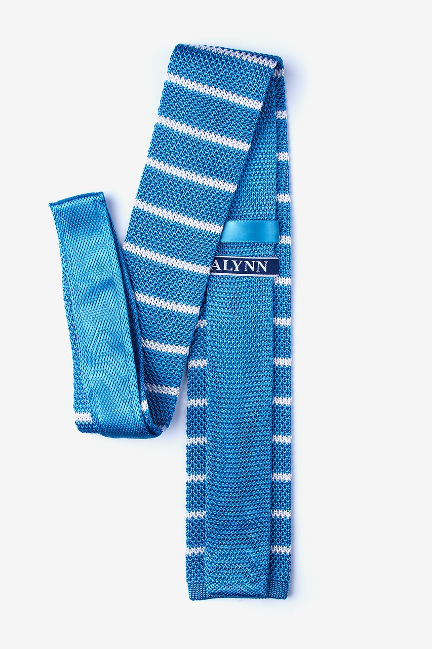 Briton Stripe Azure Blue Knit Tie Photo (1)