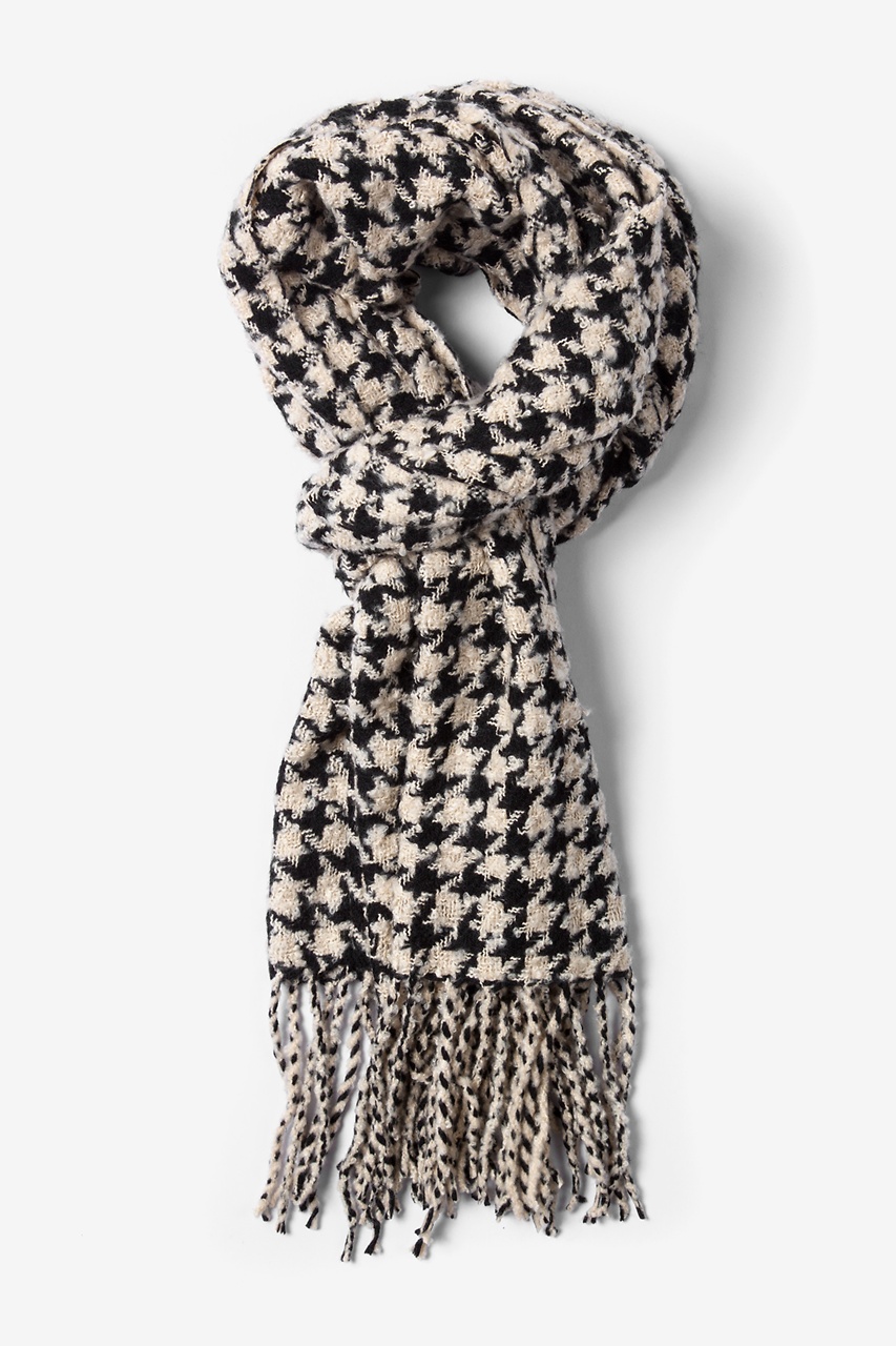Beige Acrylic Berlin Houndstooth Scarf | Ties.com
