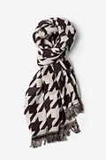Brown and Beige Bristol Houndstooth Knit Scarf Photo (0)