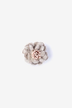 Rustic Yarn Flower Beige Lapel Pin