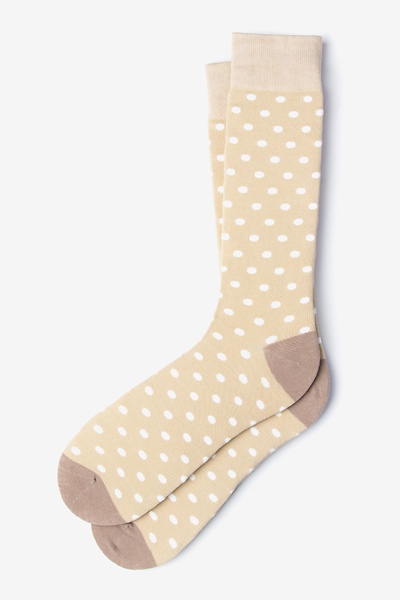Beige Carded Cotton Power Dots Sock | Ties.com