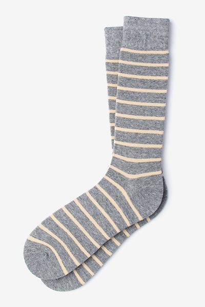 Beige Carded Cotton Virtuoso Stripe Sock | Ties.com